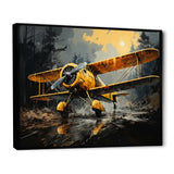 Yellow Airplane In Forest - Plane Canvas Wall Art