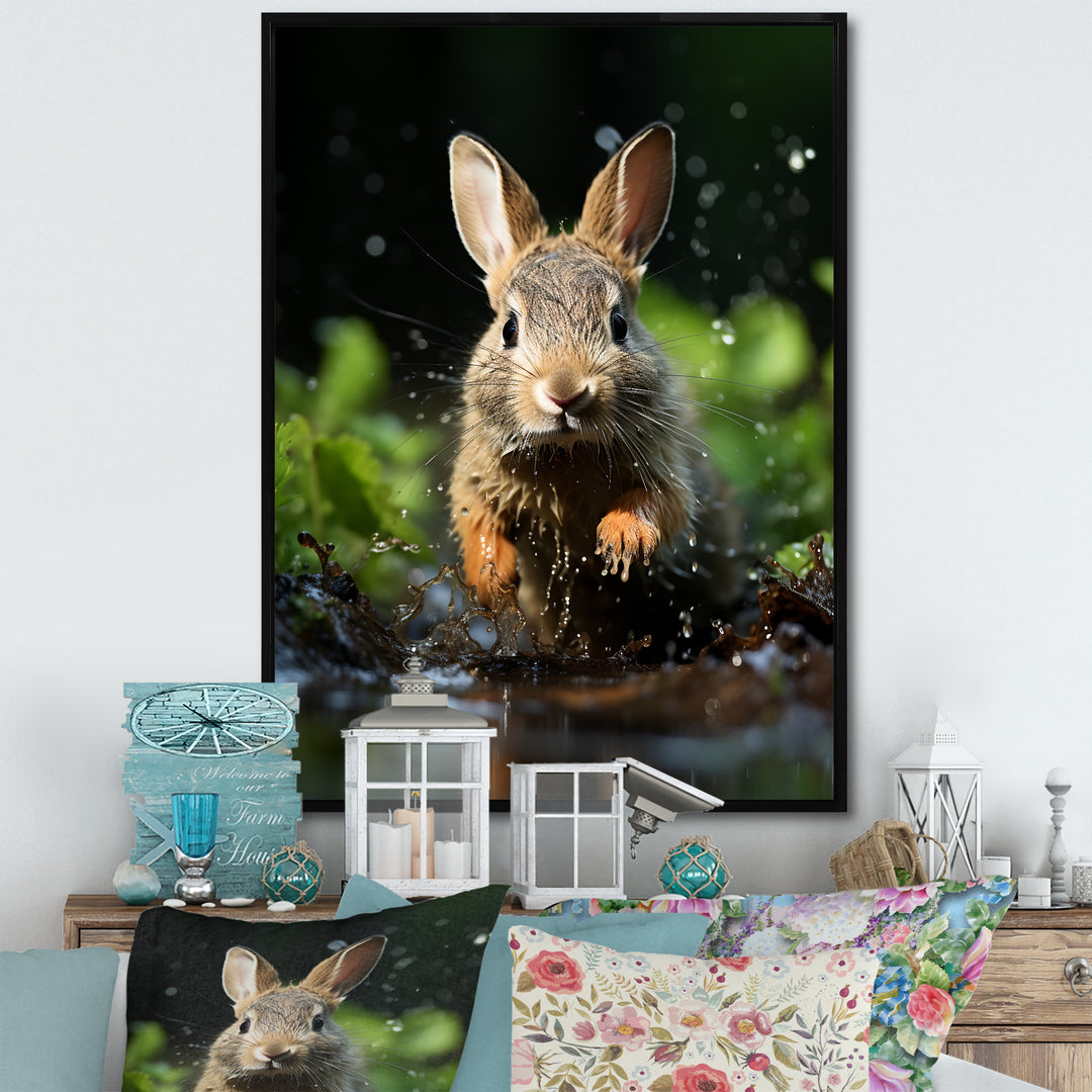 Rabbit Energetic Hopper - Rabbit Canvas Wall Art