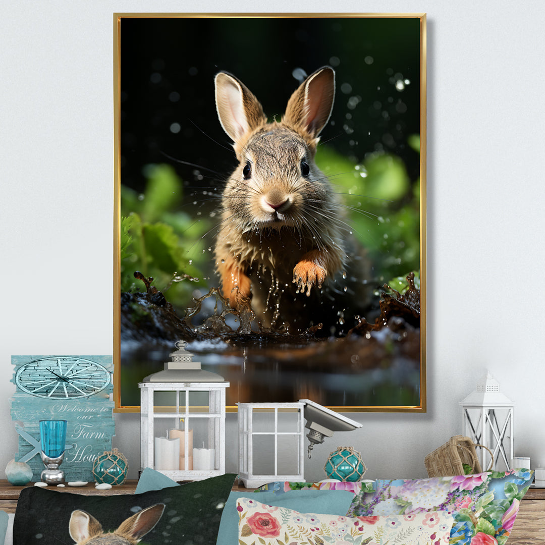 Rabbit Energetic Hopper - Rabbit Canvas Wall Art