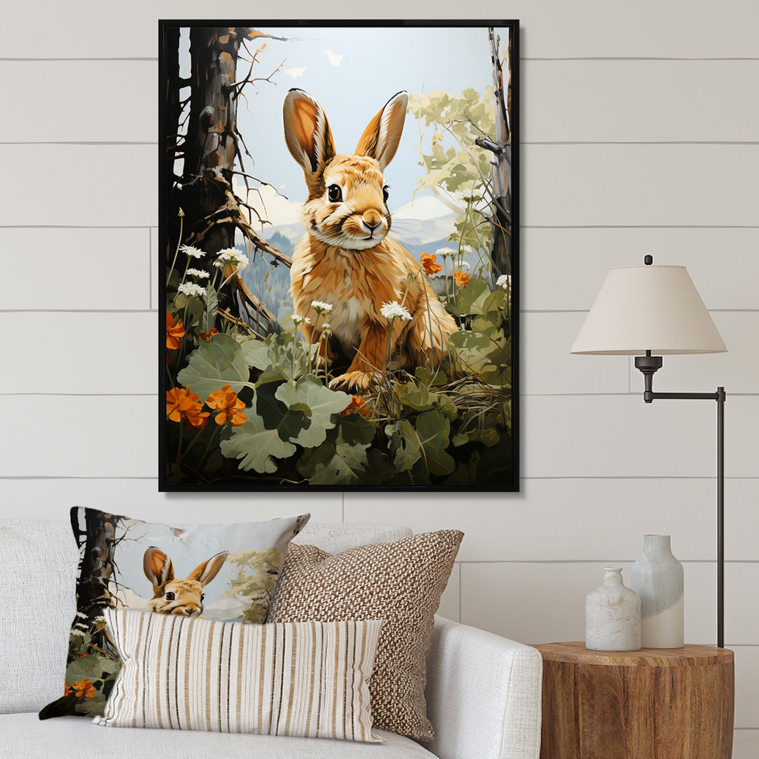 Rabbit Energetic Hopper Pastoral - Rabbit Wall Art Prints