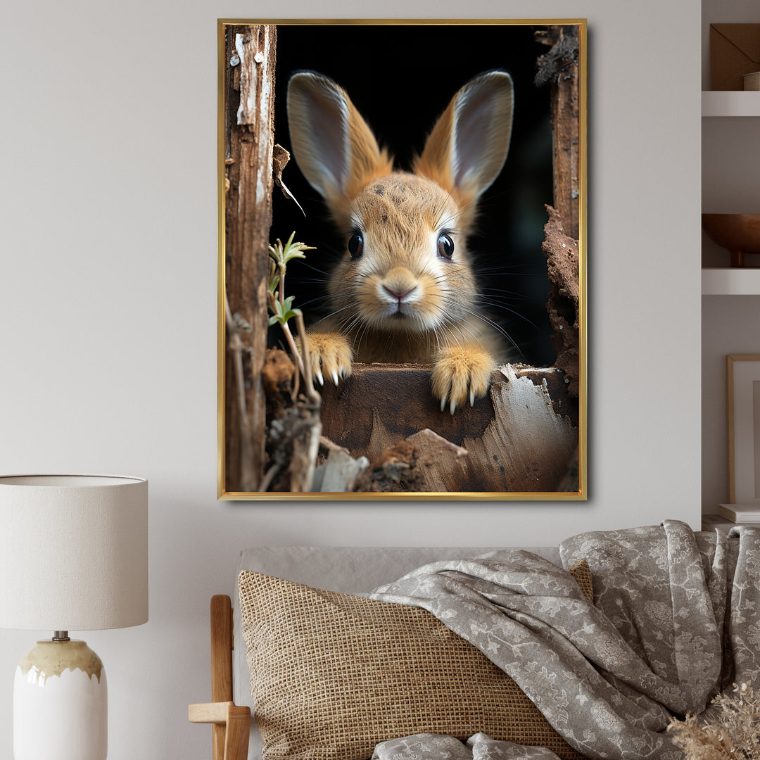 Funny Rabbit Portrait - Rabbit Framed Canvas Art