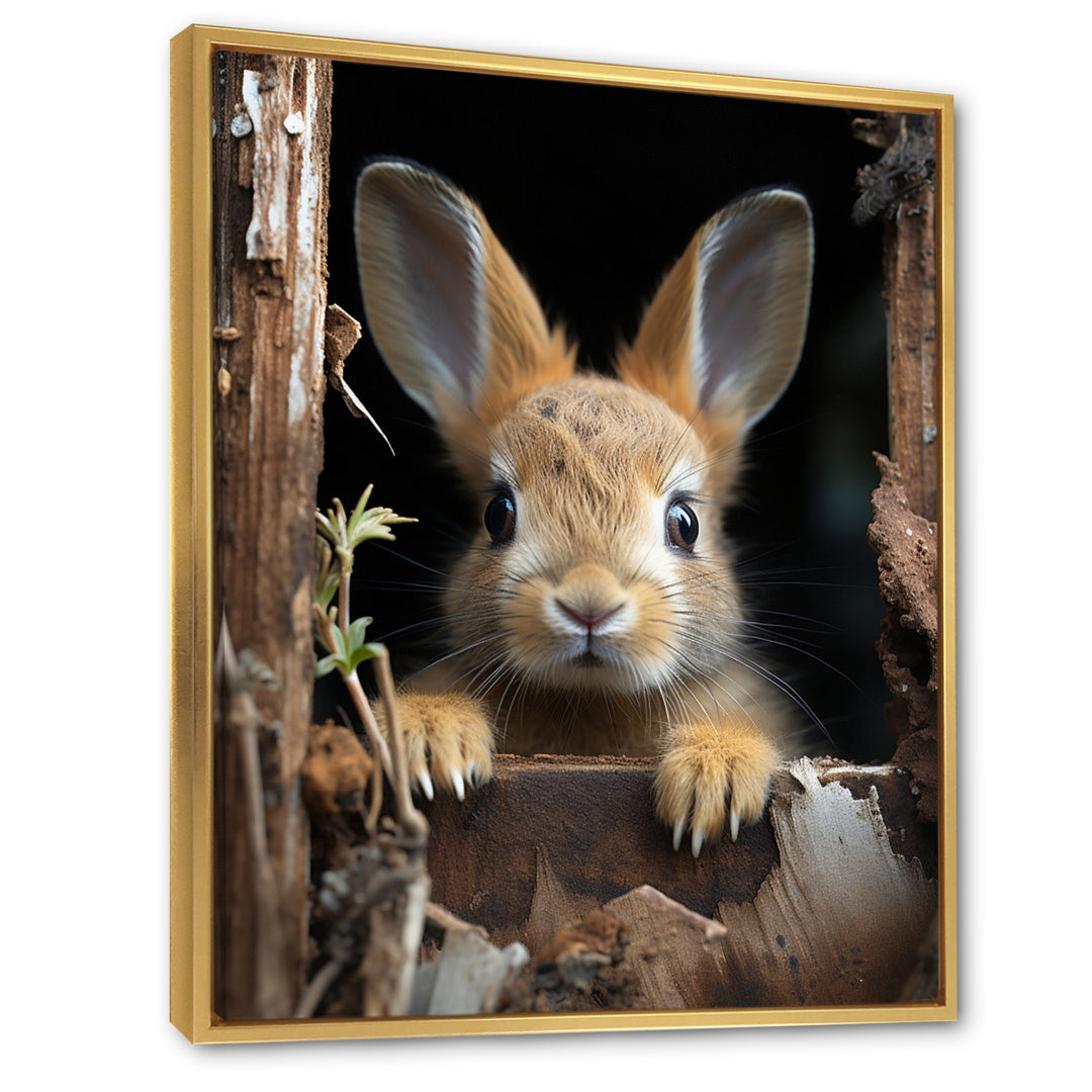 Funny Rabbit Portrait - Rabbit Framed Canvas Art