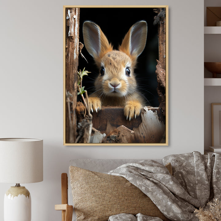 Funny Rabbit Portrait - Rabbit Framed Canvas Art