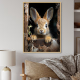 Funny Rabbit Portrait - Rabbit Framed Canvas Art