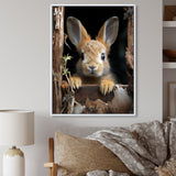 Funny Rabbit Portrait - Rabbit Framed Canvas Art