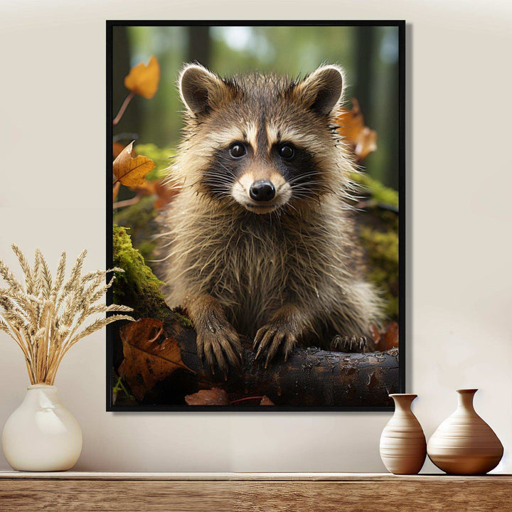 Vibrant Raccoon Portrait III - Animals Canvas Wall Art