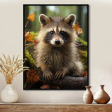 Vibrant Raccoon Portrait III - Animals Canvas Wall Art