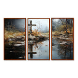 Religious Cross Divine Reflection Landscape II - Canvas Multipanels Set of 3
