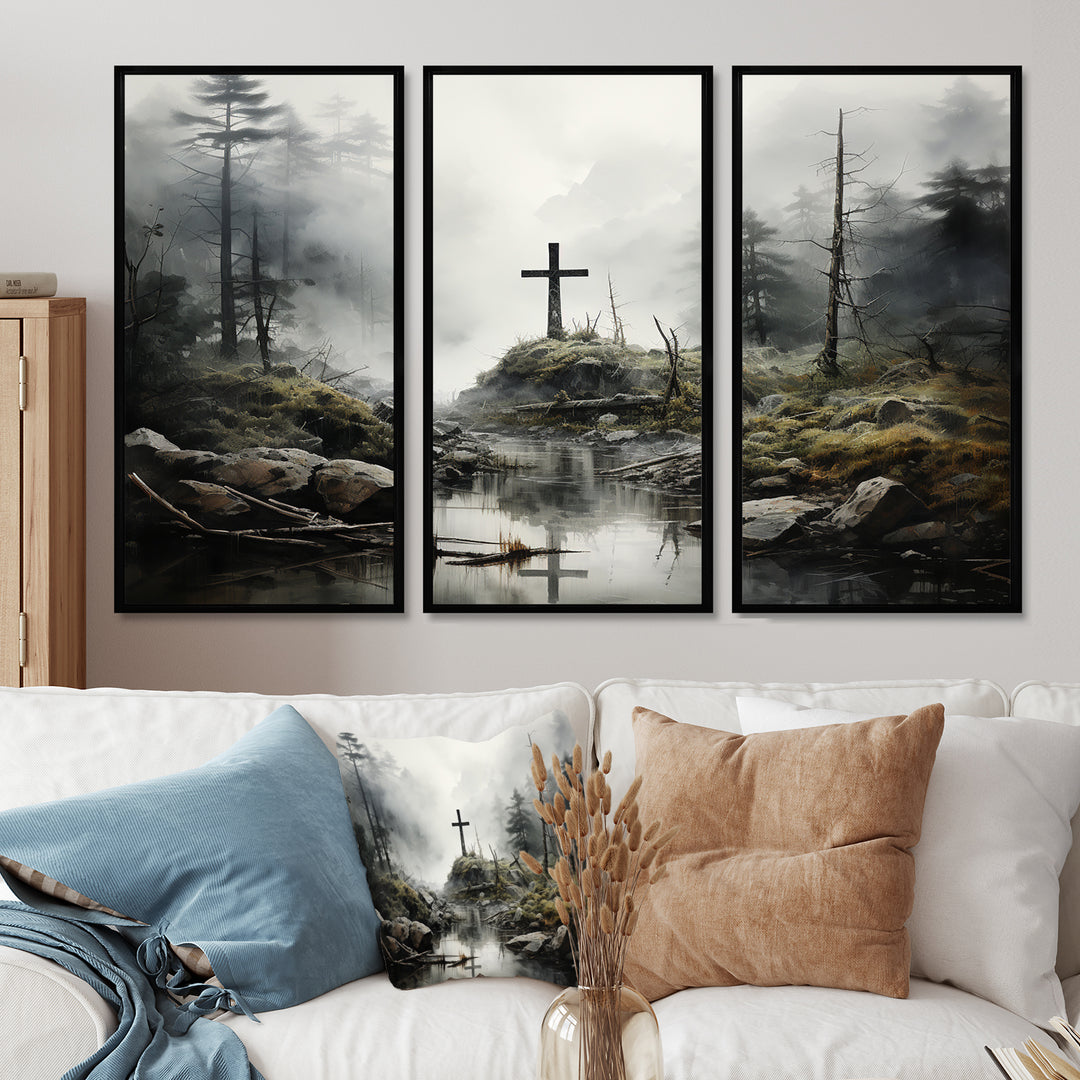 Religious Cross Transcendent Grace Forest - Multi-Panels