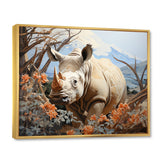 Majestic Rhino Pastoral - Rhinoceros Framed Canvas Art
