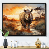 Rhinoceros A Vast Sunset - Rhinoceros Large Canvas Wall Art