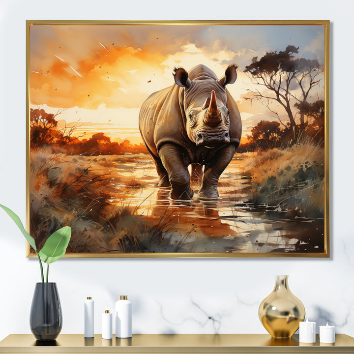 Rhinoceros A Vast Sunset - Rhinoceros Large Canvas Wall Art