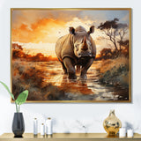 Rhinoceros A Vast Sunset - Rhinoceros Large Canvas Wall Art