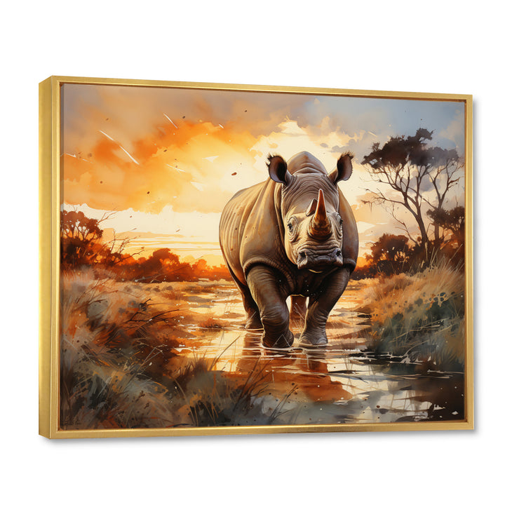 Rhinoceros A Vast Sunset - Rhinoceros Large Canvas Wall Art