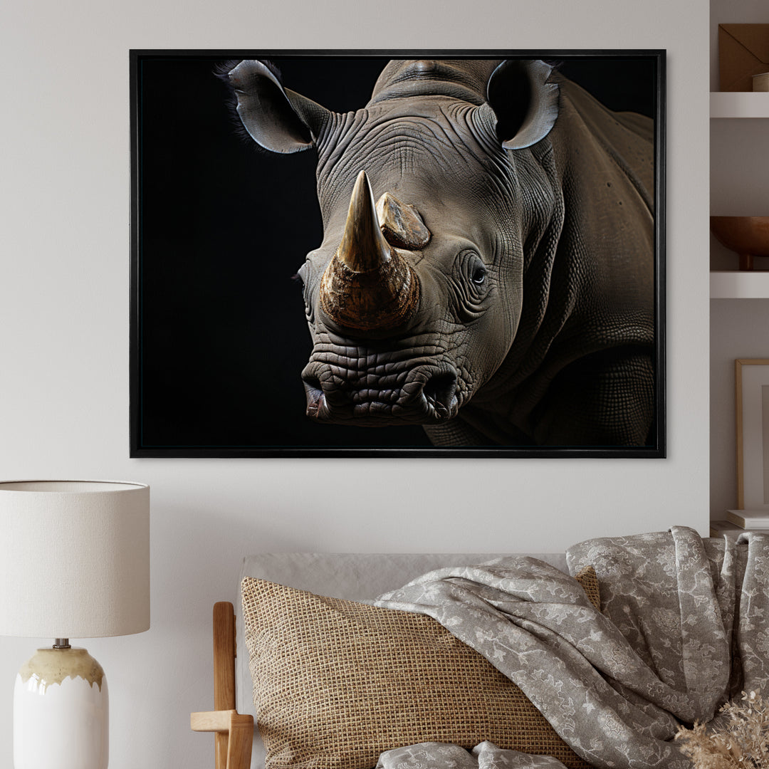 Grey Rhinoceros Portrait - Rhinoceros Home Decor Art