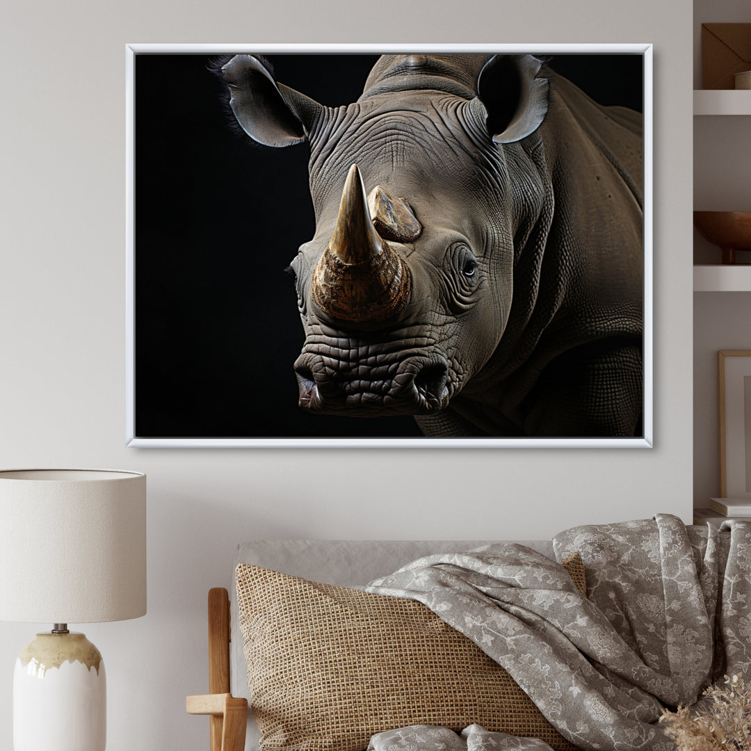 Grey Rhinoceros Portrait - Rhinoceros Home Decor Art