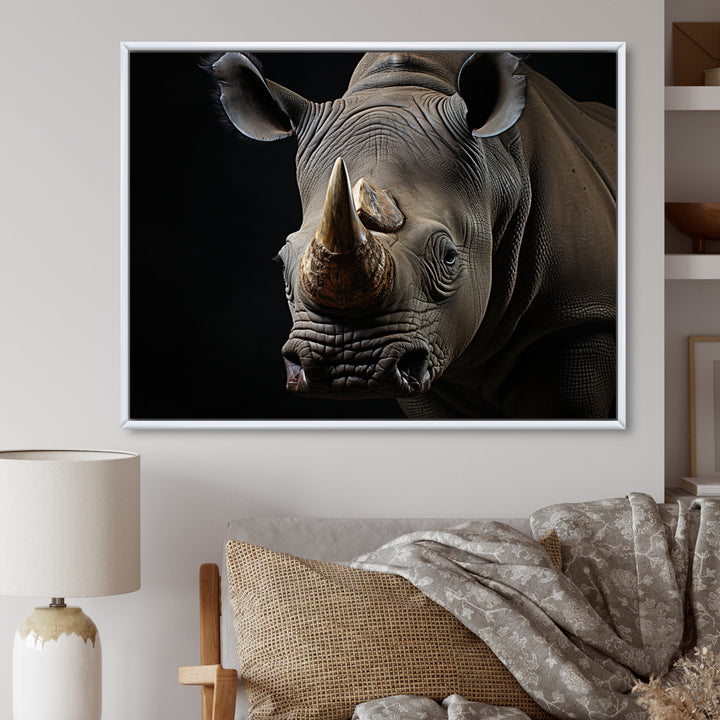 Grey Rhinoceros Portrait - Rhinoceros Home Decor Art