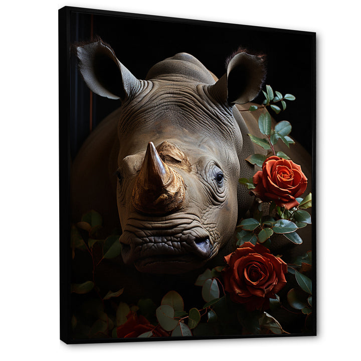 Rhinoceros Vibrant Portrait - Rhinoceros Living Room Wall Art