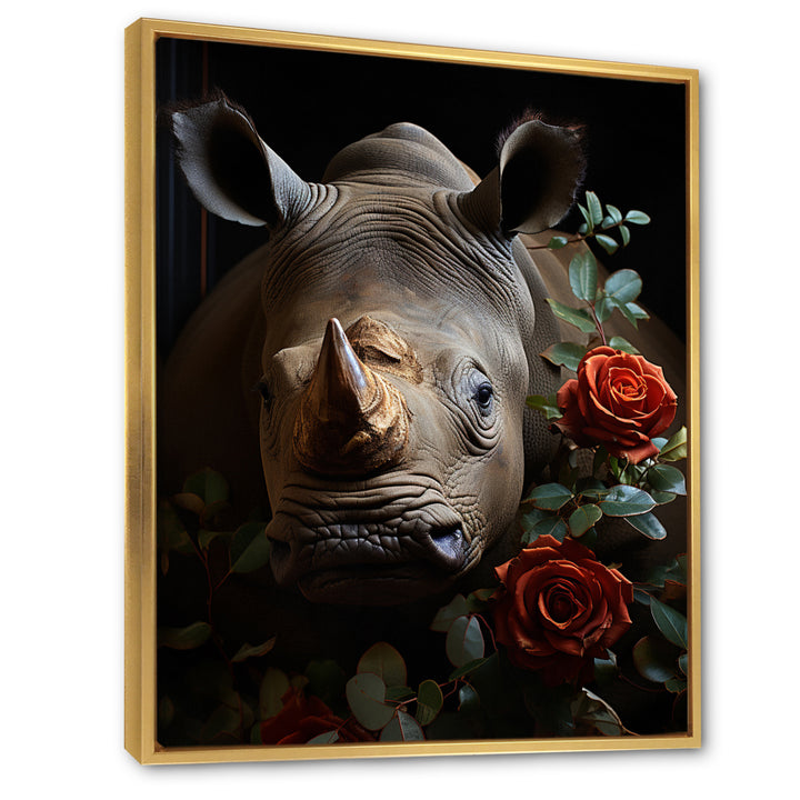 Rhinoceros Vibrant Portrait - Rhinoceros Living Room Wall Art