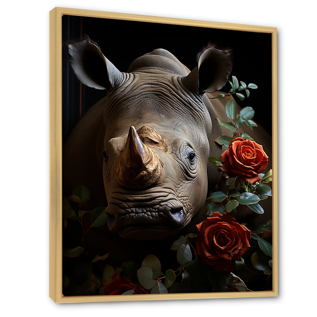 Rhinoceros Vibrant Portrait - Rhinoceros Living Room Wall Art