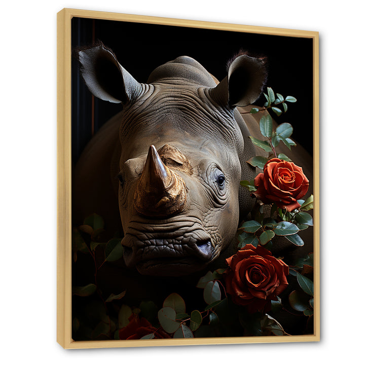 Rhinoceros Vibrant Portrait - Rhinoceros Living Room Wall Art