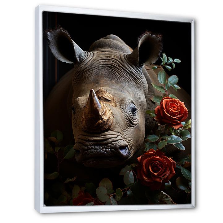 Rhinoceros Vibrant Portrait - Rhinoceros Living Room Wall Art
