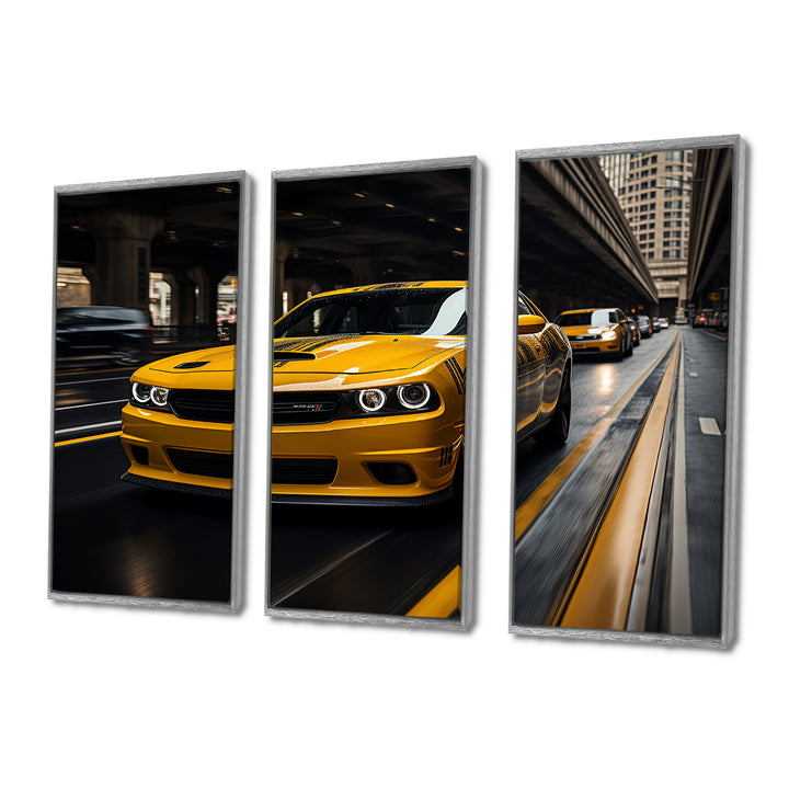 Yellow Car On Highway Symphony - Multi-Panels