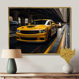 Yellow Car On Highway Symphony - Landscapes Canvas Wall Art