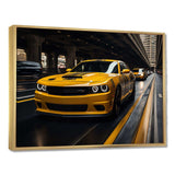 Yellow Car On Highway Symphony - Landscapes Canvas Wall Art