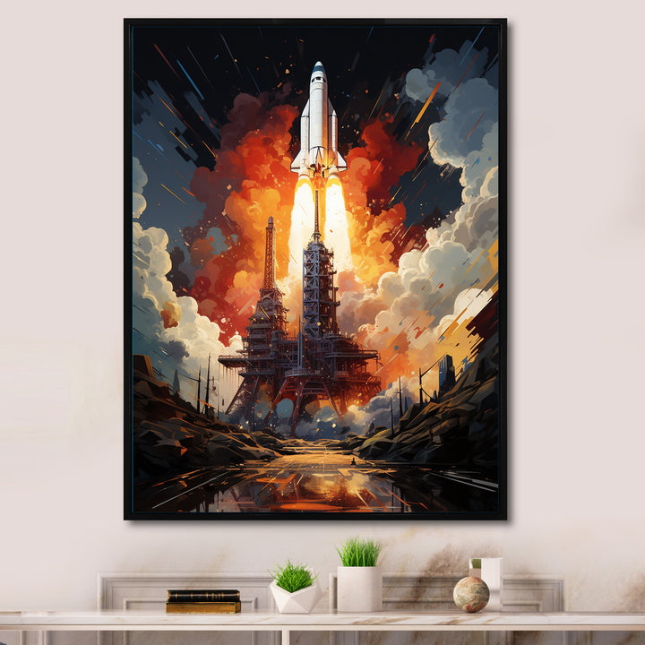 Rocketship Cosmic Ascent I - Rocketship Canvas Wall Art