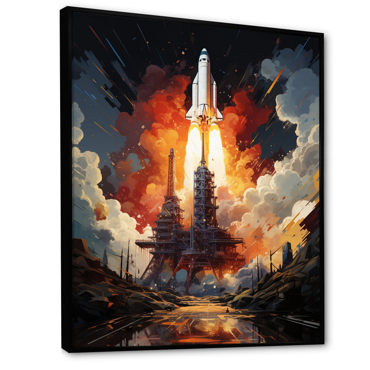 Rocketship Cosmic Ascent I - Rocketship Canvas Wall Art