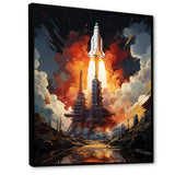 Rocketship Cosmic Ascent I - Rocketship Canvas Wall Art