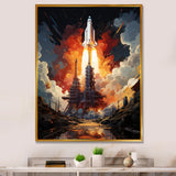 Rocketship Cosmic Ascent I - Rocketship Canvas Wall Art