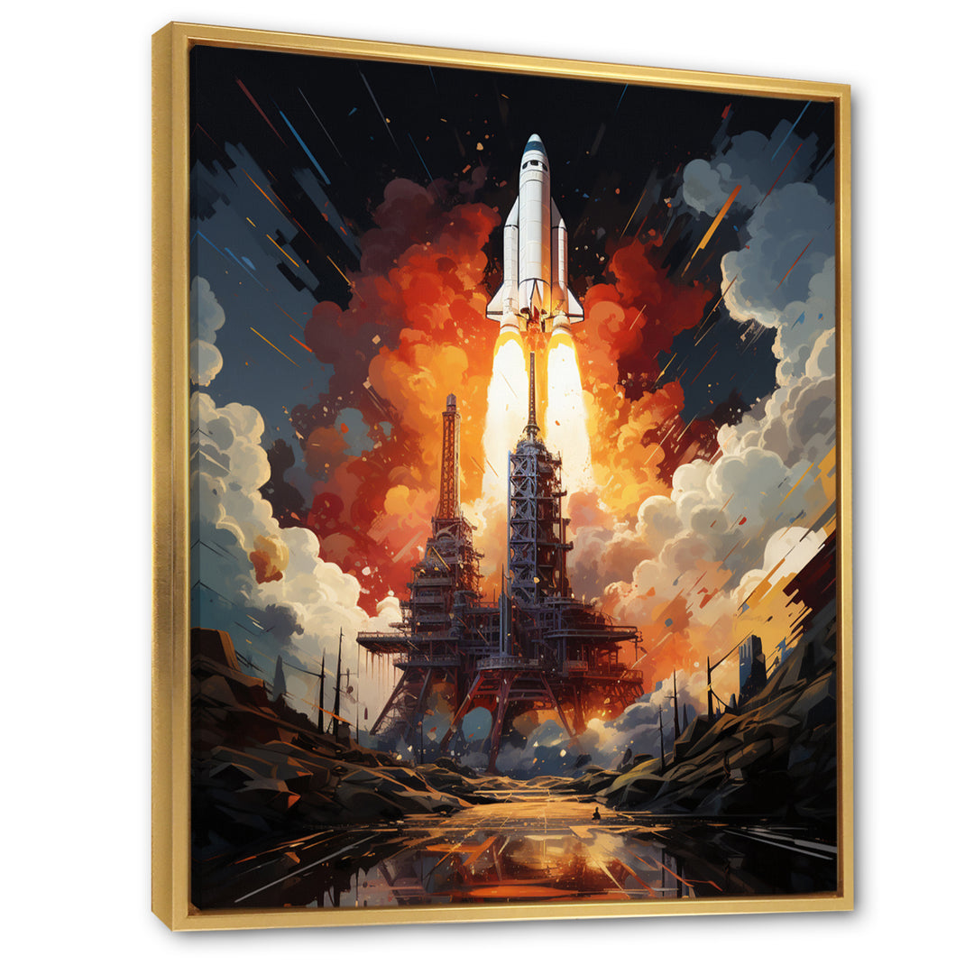 Rocketship Cosmic Ascent I - Rocketship Canvas Wall Art