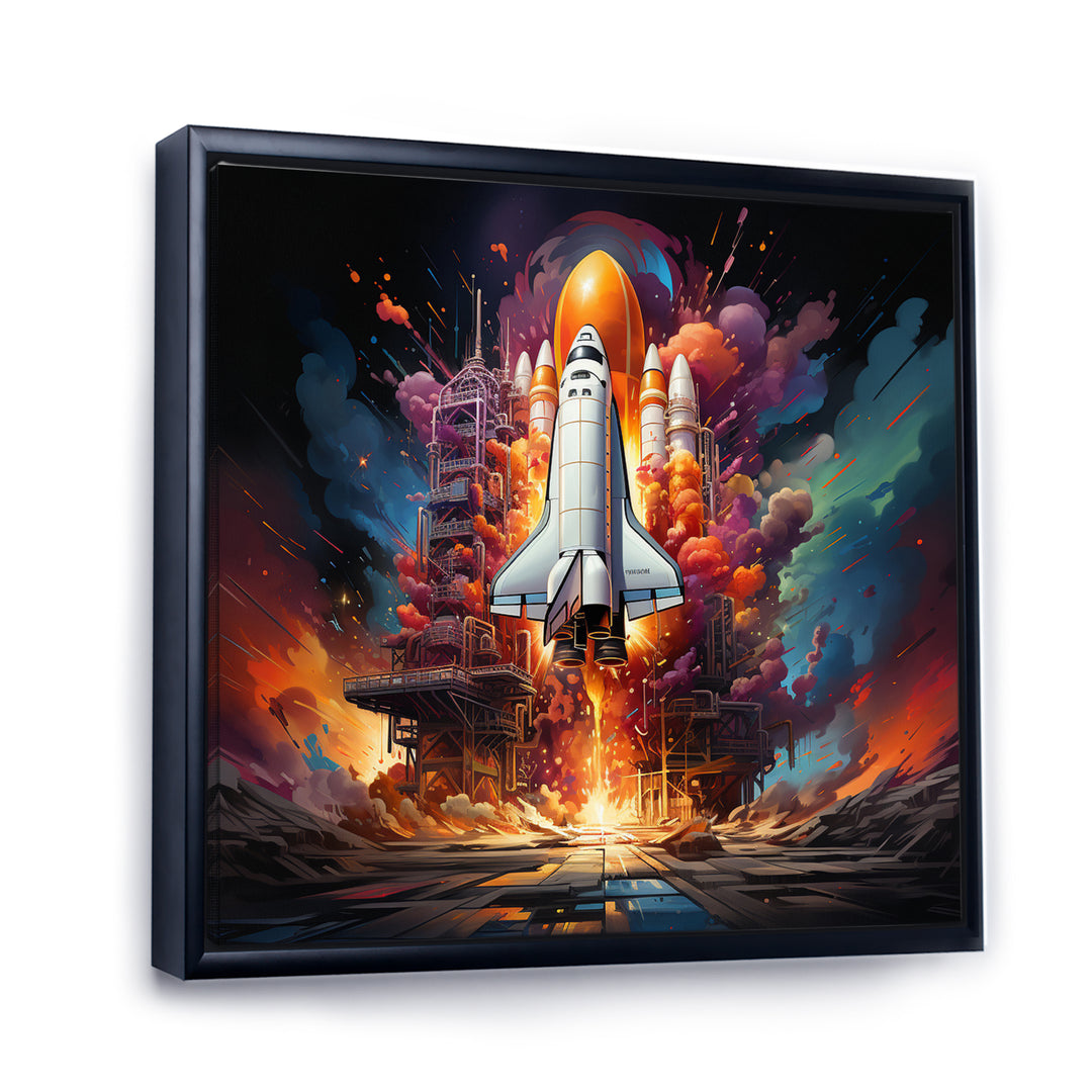 Rocketship Cosmic Fusion I - Rocketship Canvas Wall Art