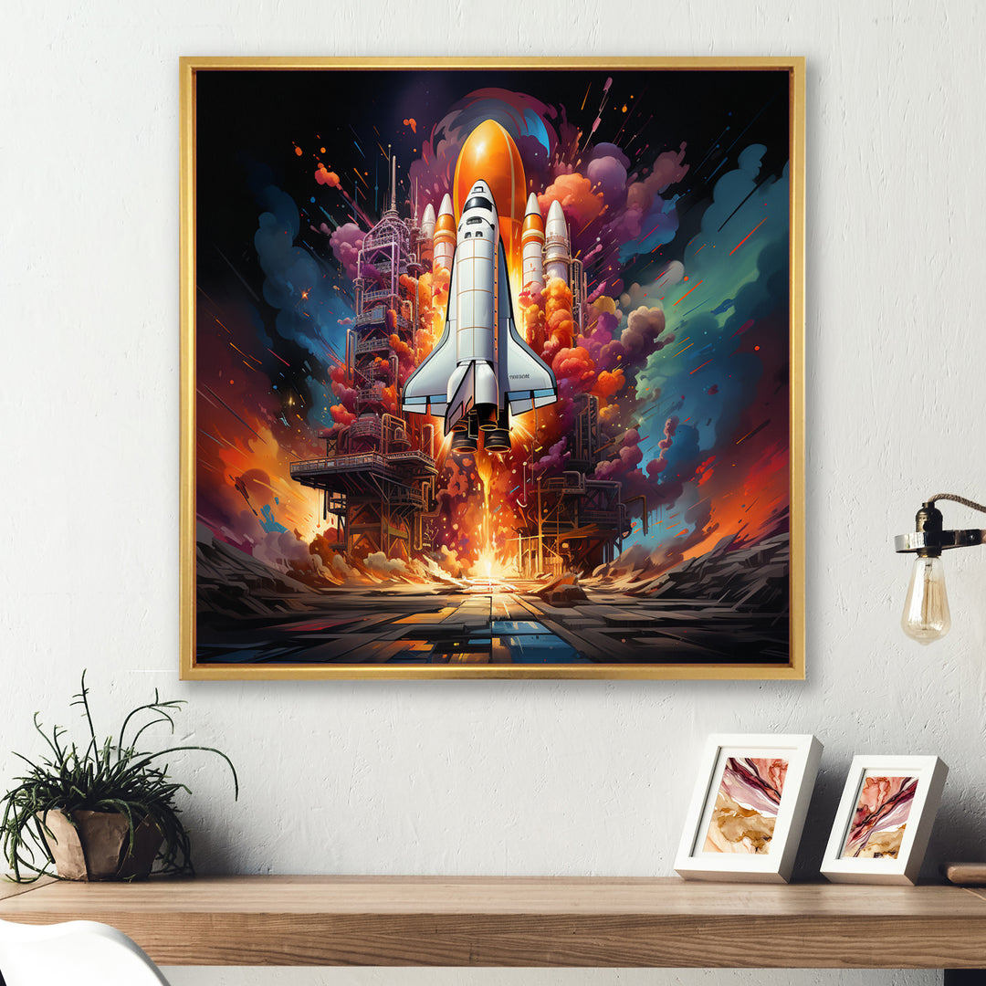 Rocketship Cosmic Fusion I - Rocketship Canvas Wall Art