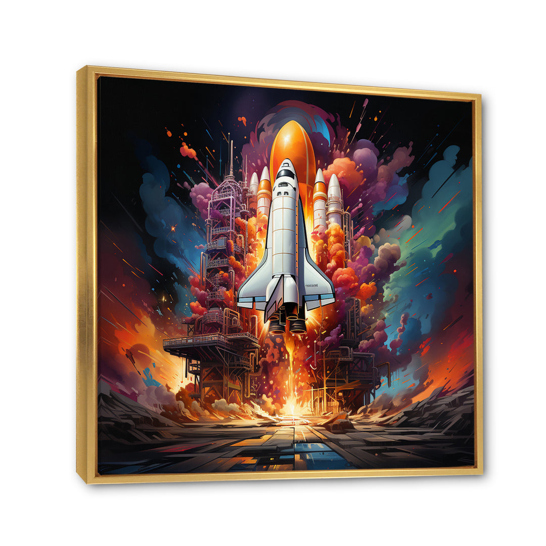 Rocketship Cosmic Fusion I - Rocketship Canvas Wall Art