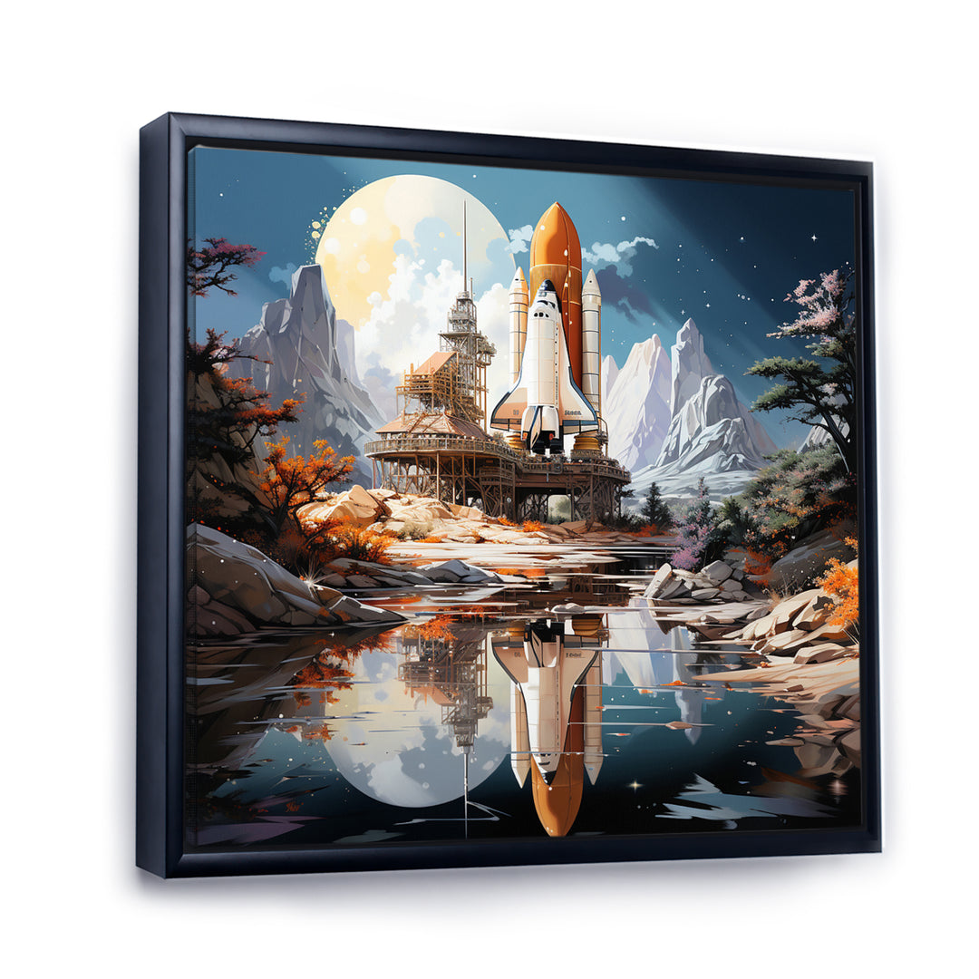 Rocketship Reflection On Water I - Rocketship Canvas Wall Art