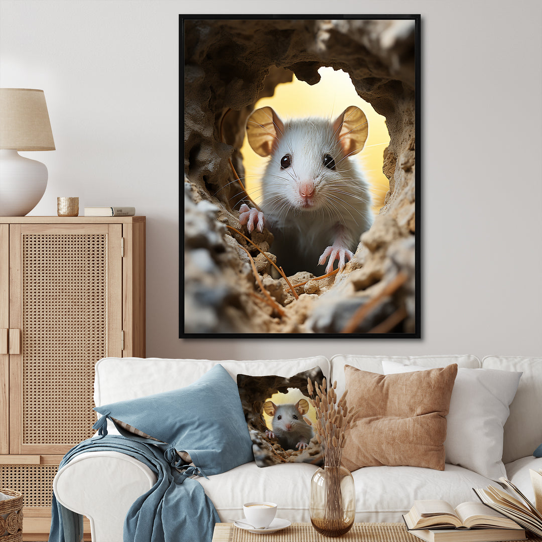 Cute White Rodent - Rodent Bedroom Wall Art