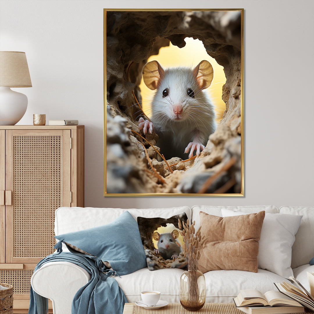 Cute White Rodent - Rodent Bedroom Wall Art