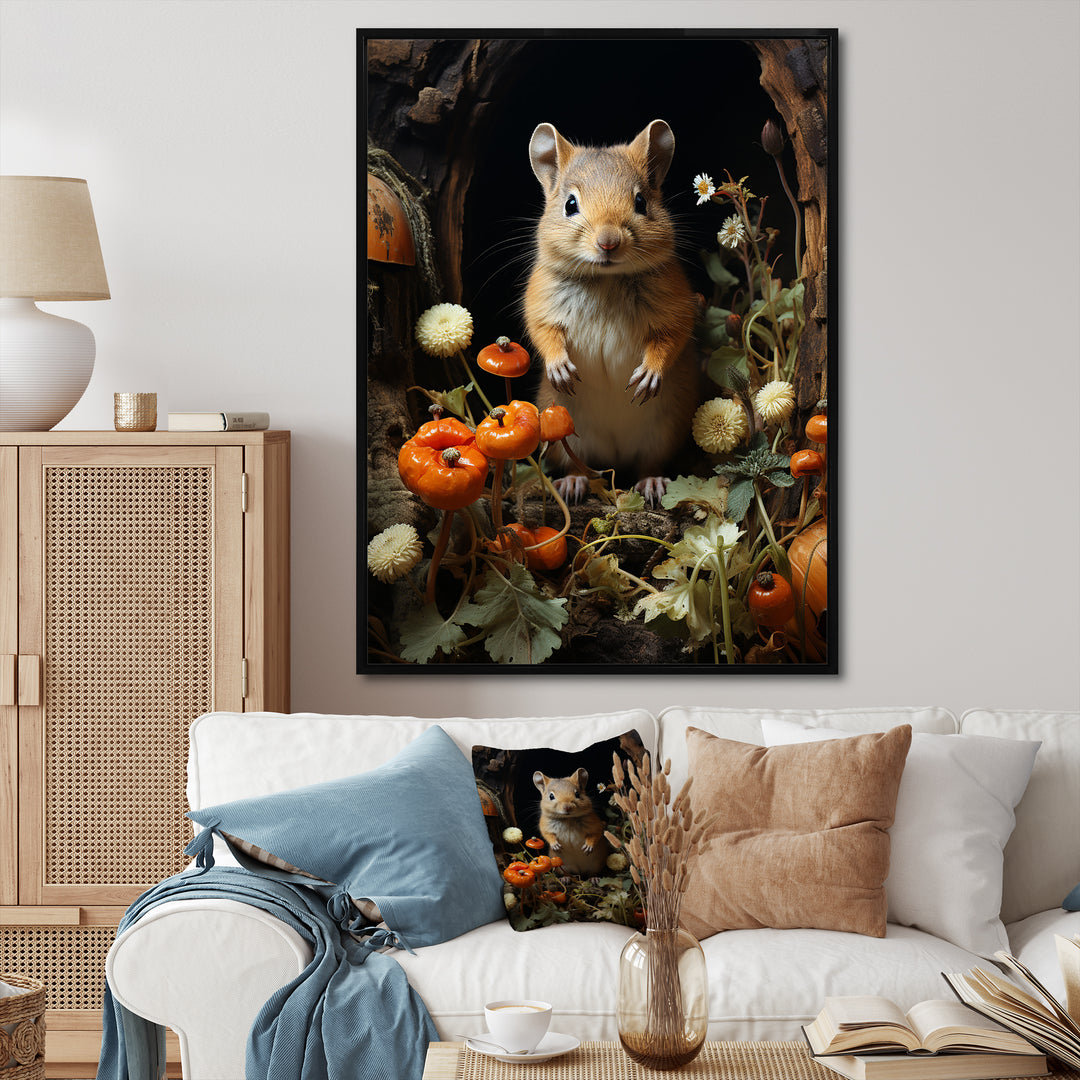 Cute Rodent In Flowers - Rodent Wall Decor