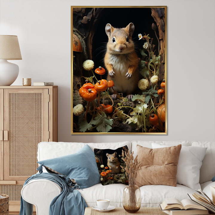 Cute Rodent In Flowers - Rodent Wall Decor