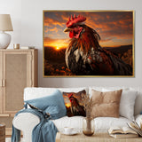 Rooster Portrait At Dawns Landscape - Multi-Color Rooster Wall Art