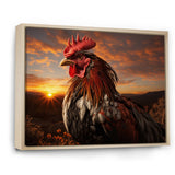 Rooster Portrait At Dawns Landscape - Multi-Color Rooster Wall Art