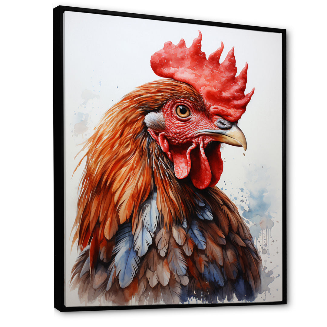 Abstract Rooster Portrait - Rooster Framed Canvas Art