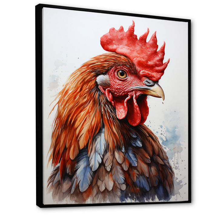 Abstract Rooster Portrait - Rooster Framed Canvas Art