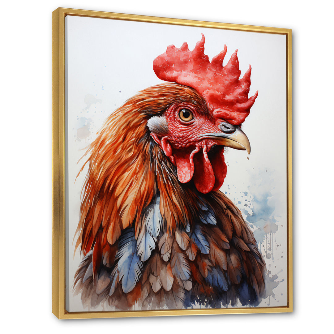 Abstract Rooster Portrait - Rooster Framed Canvas Art