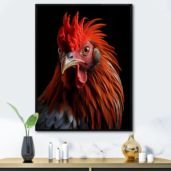 Brown Rooster Closeup Portrait - Rooster Home Decor Art