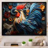 Rooster Portrait With Geometric Background - Rooster Living Room Wall Art