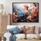 Rooster Sitting At Pink Flower Tree Branch - Rooster Bedroom Wall Art
